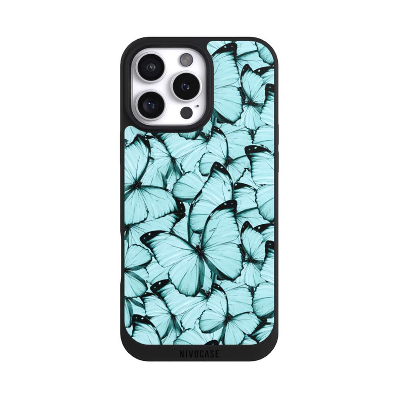 iPhone 16 Pro Max NIVOpure Teal Schmetterlinge