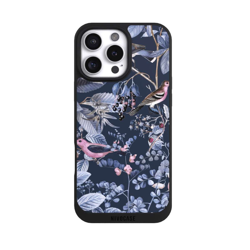 iPhone 16 Pro Max NIVOpure Vögel und Beeren blau