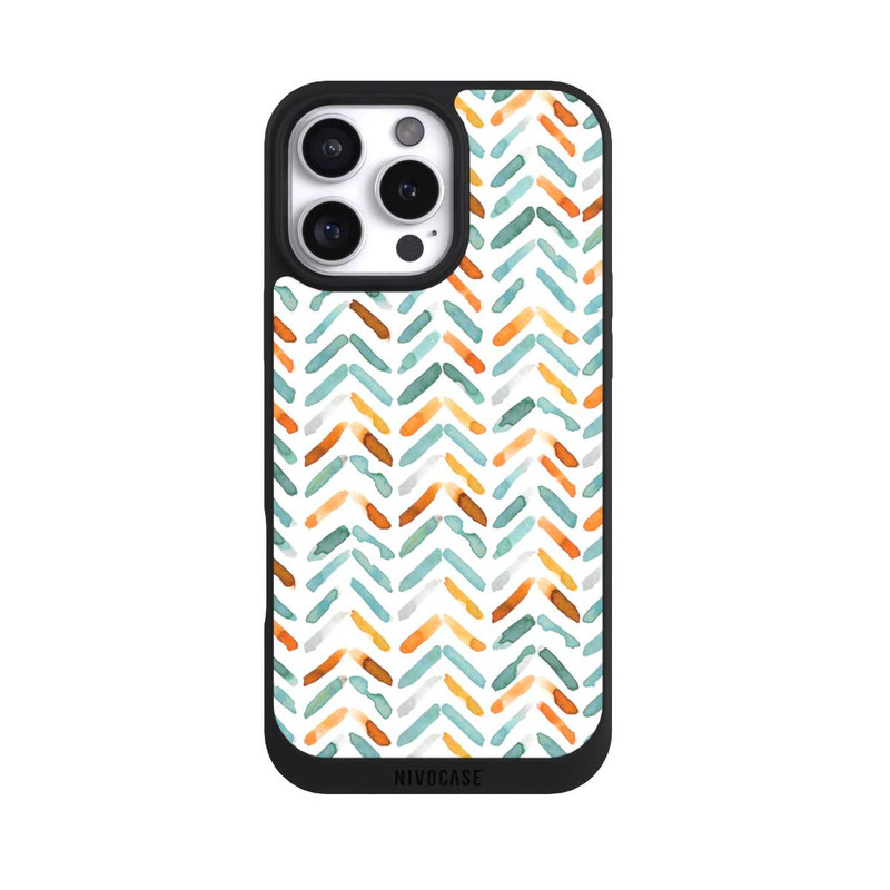 iPhone 16 Pro Max NIVOpure Élégant Automne Chevron Bleu Orange