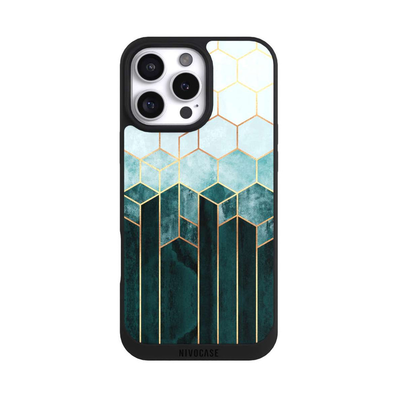 iPhone 16 Pro Max NIVOpure Blaugrüne Sechsecke