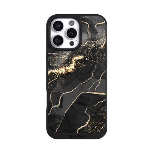 Apple iPhone 16 Pro Max NIVOpure Look Spirales de Marbre Sombre &amp; Or