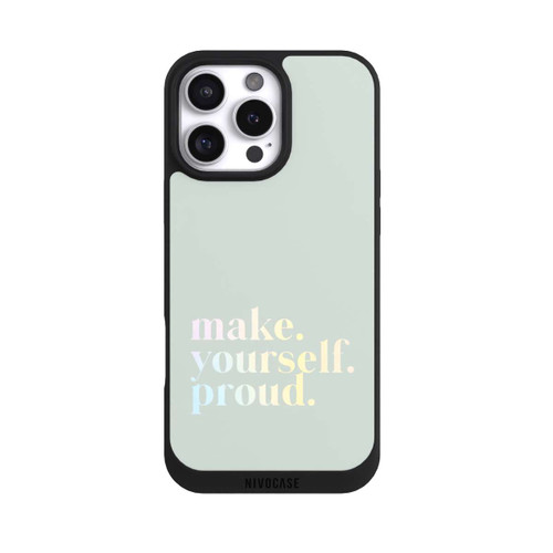 Apple iPhone 16 Pro Max NIVOpure Make Yourself Proud Zitat-Minze und Farbverlauf