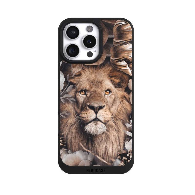 iPhone 16 Pro Max NIVOpure Löwe Blumenrahmen Beige
