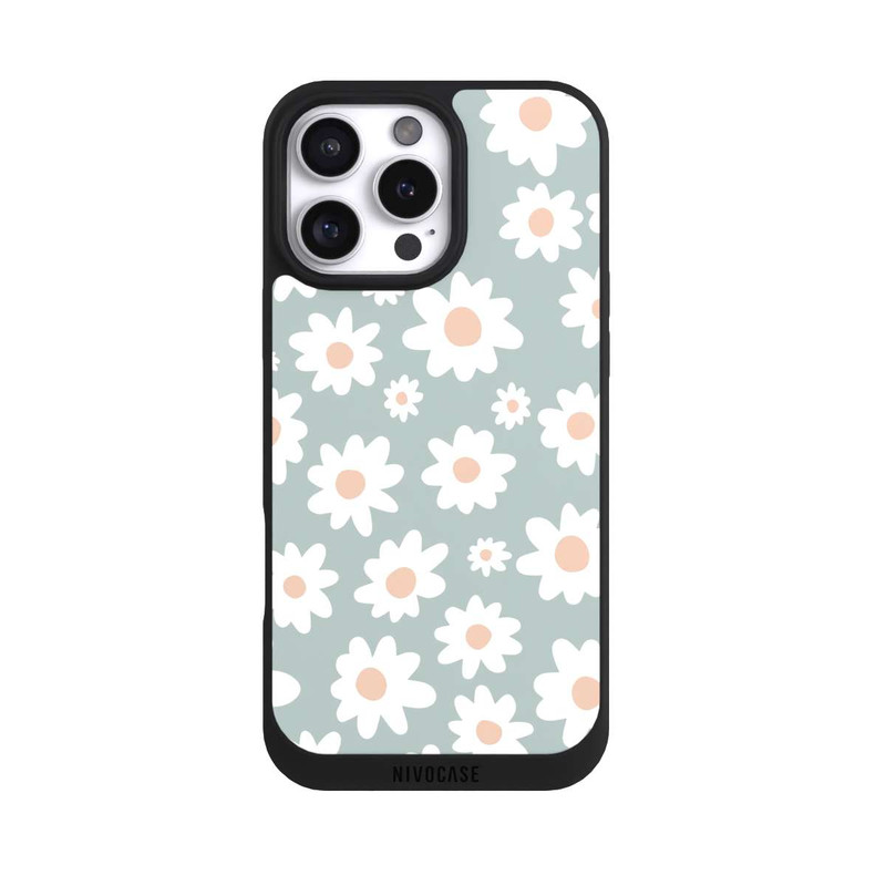 iPhone 16 Pro Max NIVOpure Daisy Flower Seamless Pattern Green