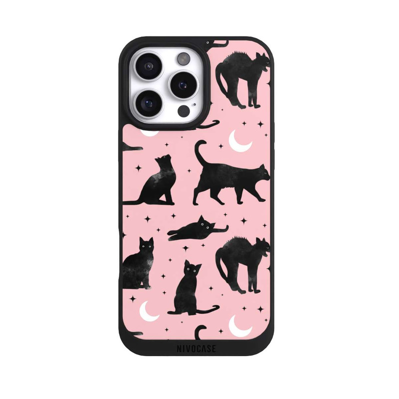 iPhone 16 Pro Max NIVOpure Katzen und Mond auf Rosa