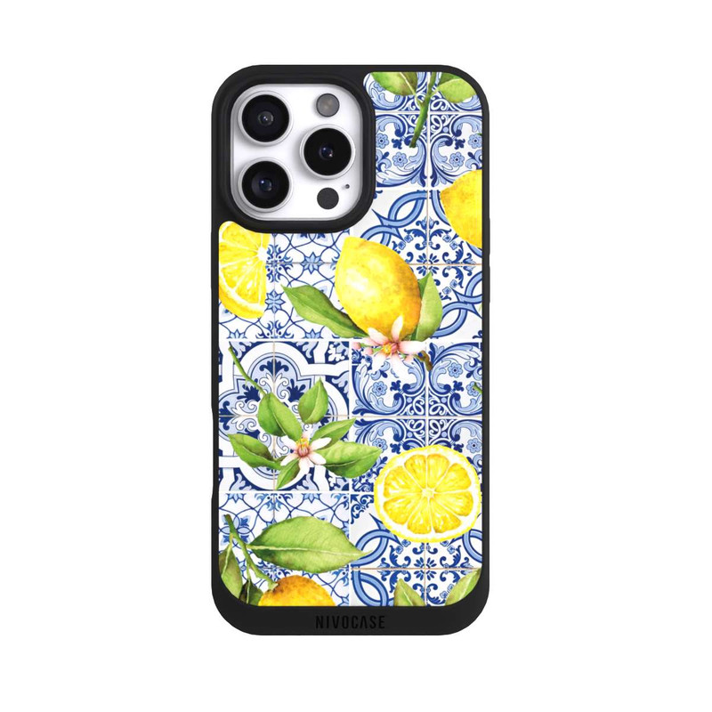 iPhone 16 Pro Max NIVOpure Mediterrane Amalfi Küste mit Blauen Kacheln und Zitronen