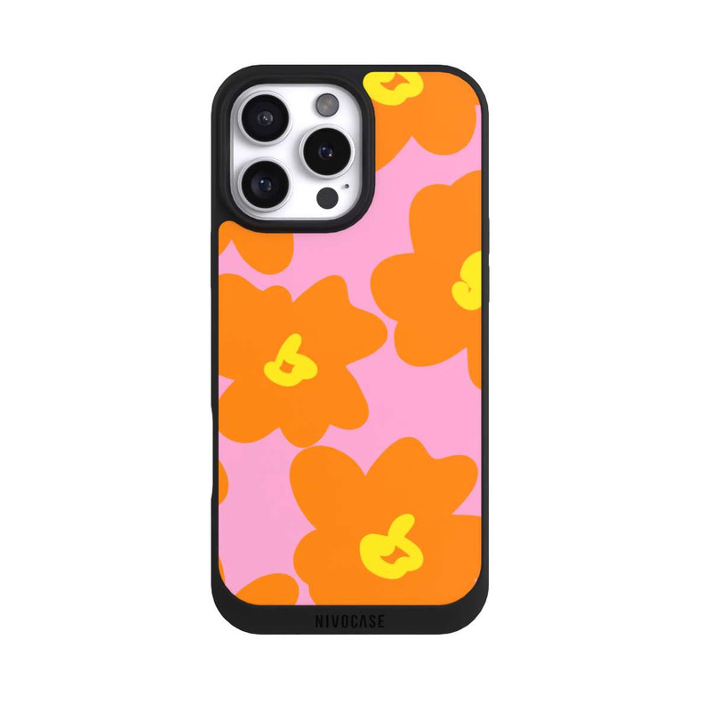 iPhone 16 Pro Max NIVOpure Fleurs Rétro Rose & Orange