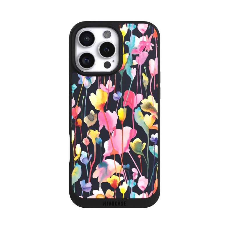 iPhone 16 Pro Max NIVOpure Fleurs sauvages Noir