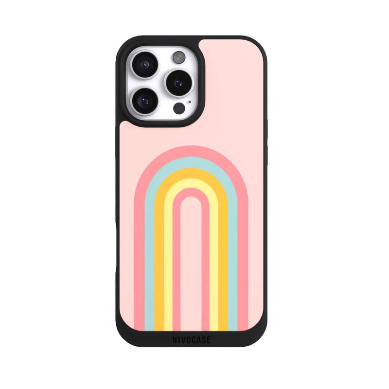 iPhone 16 Pro Max NIVOpure Arc-en-ciel rose pastel long