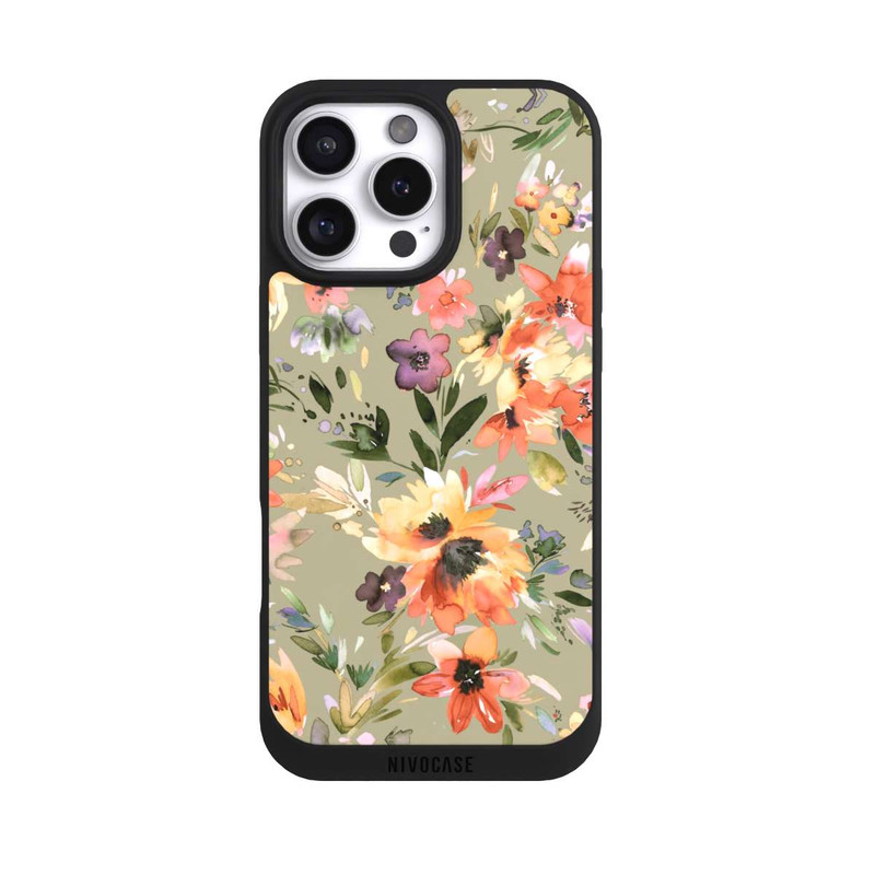 iPhone 16 Pro Max NIVOpure Painterly Tropical Flowers Sage Green