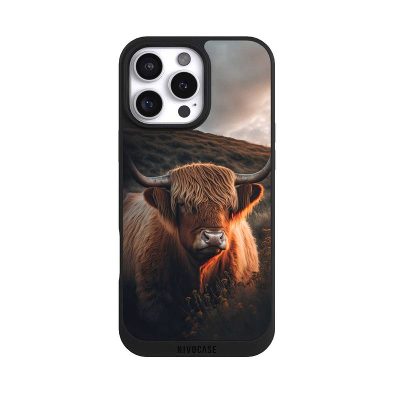 iPhone 16 Pro Max NIVOpure Hochland Rind mit großen Hörnern mit KI