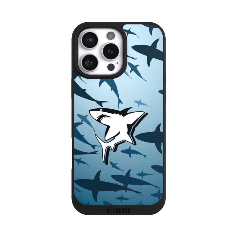 iPhone 16 Pro Max NIVOpure Haie Muster Blau