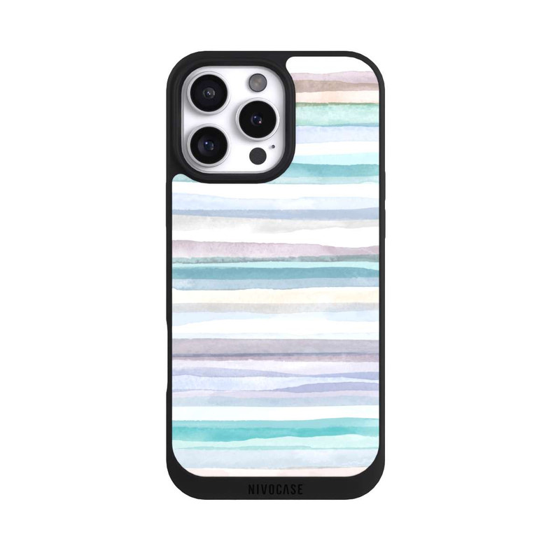 iPhone 16 Pro Max NIVOpure Rayures pastel bleu