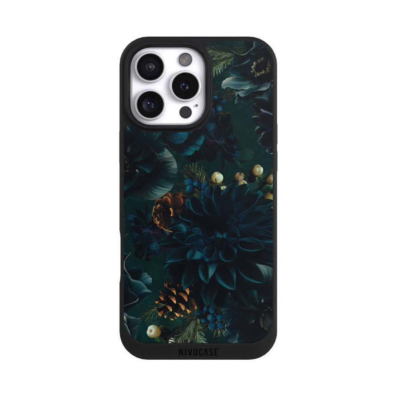 iPhone 16 Pro Max NIVOpure Motif de fleurs vert et bleu