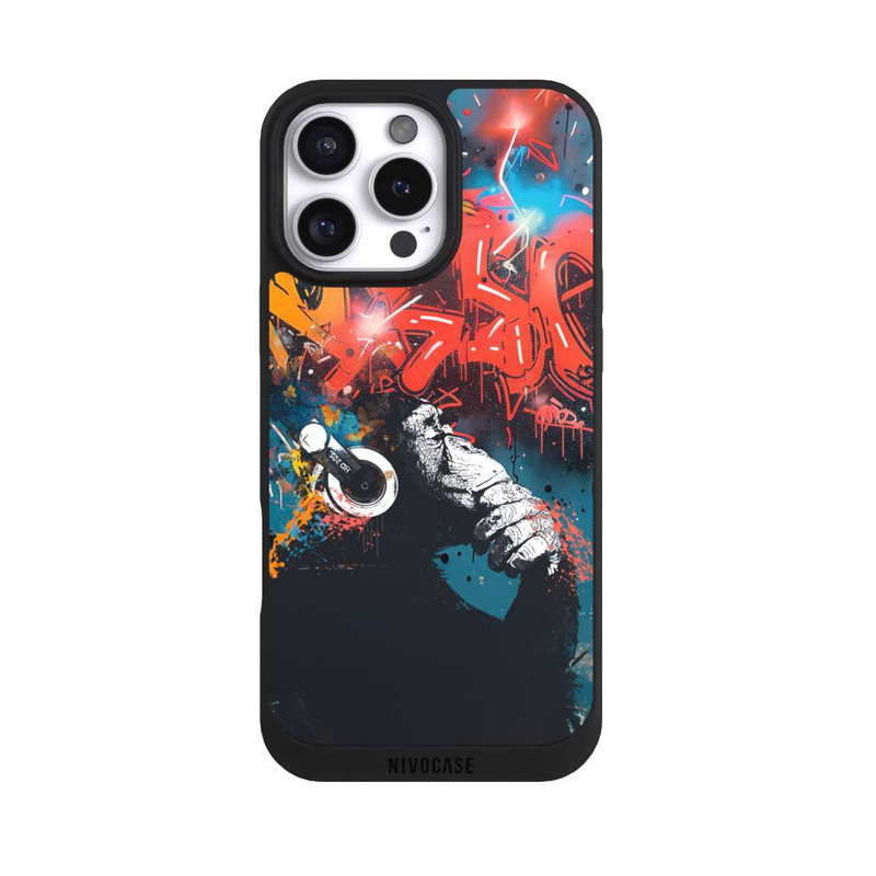 iPhone 16 Pro Max NIVOpure Affe Stereo Kopfhörer Graffiti Street Art