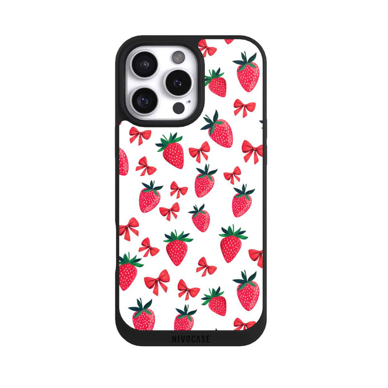iPhone 16 Pro Max NIVOpure Erdbeer Herz Muster Schleifen Rot