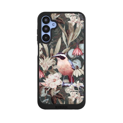 Samsung Galaxy A15 5G NIVOpure Orangefarbener Vogel im Vintage Blumenmuster