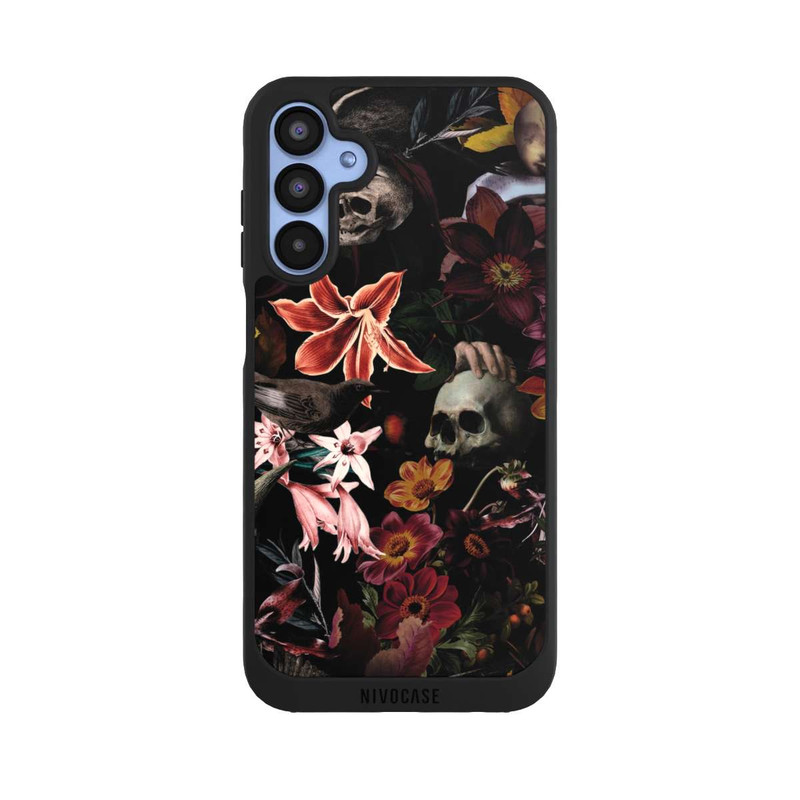 Galaxy A15 5G NIVOpure Crânes et fleurs sur fond sombre
