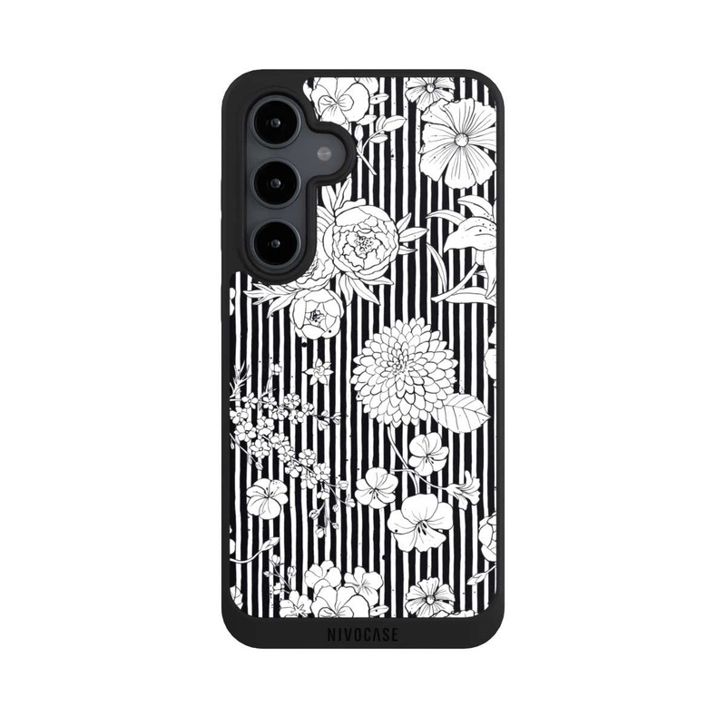 Galaxy S24 FE NIVOpure Blumen und Streifen Schwarz und Weiß