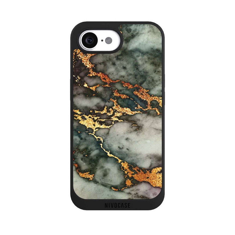 iPhone 16e NIVOpure Grauer und goldener Marmor Look