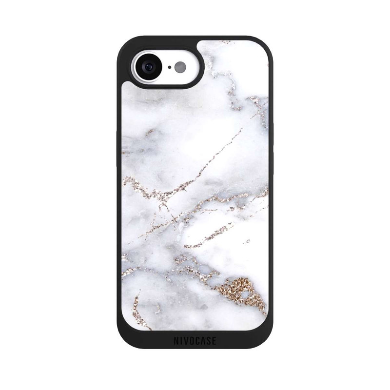 iPhone 16e NIVOpure Silver Glitter Marble Look