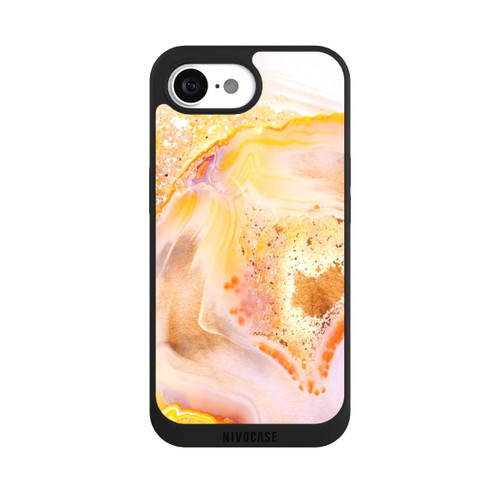 Apple iPhone 16e NIVOpure Orangefarbener Glitzer Marmorlook