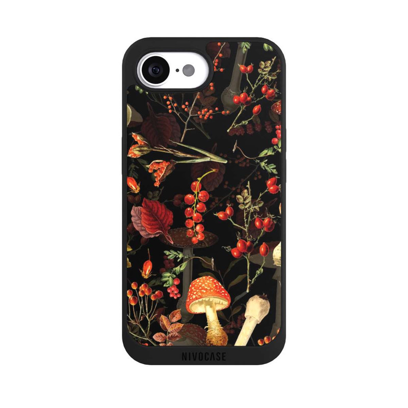 iPhone 16e NIVOpure Mushroom Pattern Black