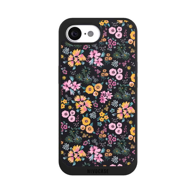 iPhone 16e NIVOpure Kleine bunte Blumen Schwarz 2