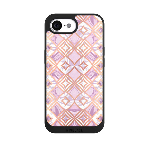 Apple iPhone 16e NIVOpure Pink Gold Rhombic Marble Tiles