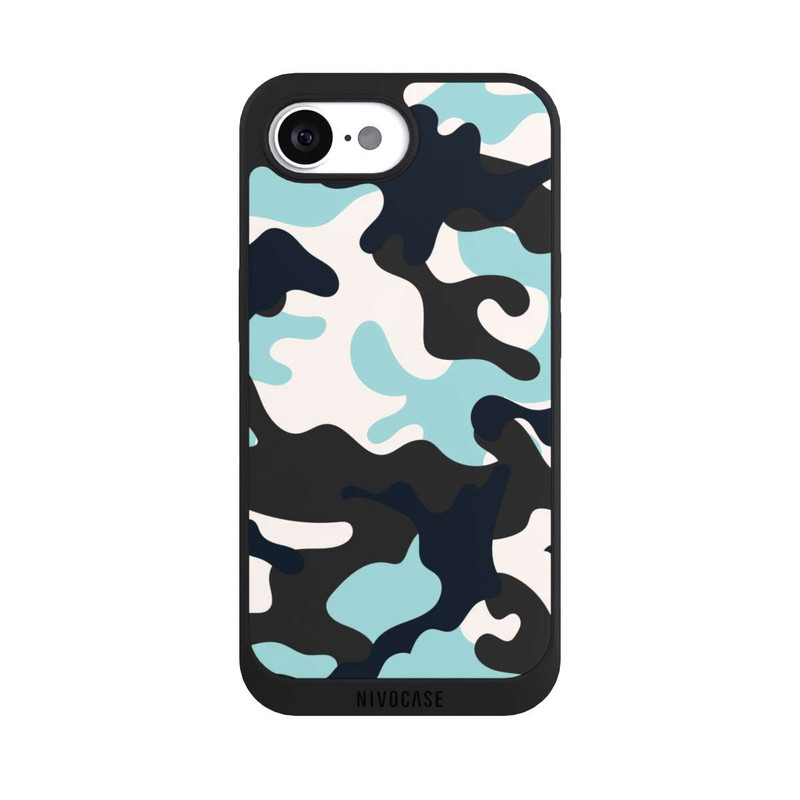 iPhone 16e NIVOpure Blaues Camouflage