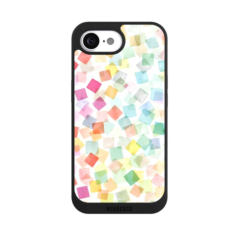 iPhone 16e NIVOpure Konfetti geometrische Plaids Regenbogen
