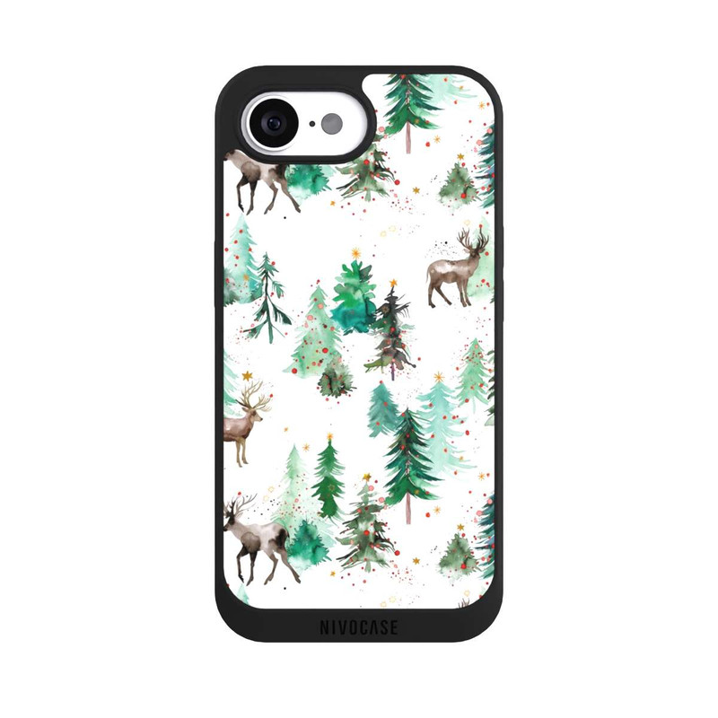 iPhone 16e NIVOpure Hirsche und Winterweihnachtsbäume