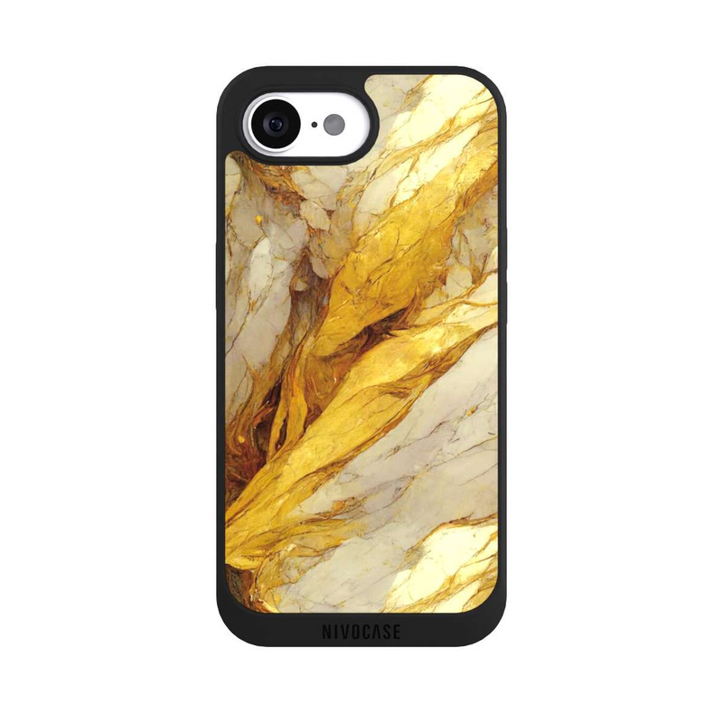 iPhone 16e NIVOpure White Marble Gold Print Layers