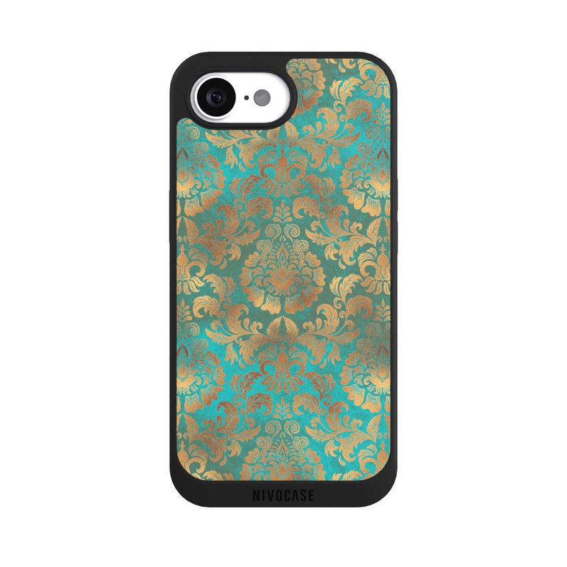 iPhone 16e NIVOpure Damask Wallpaper Turquoise