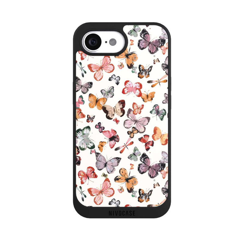 iPhone 16e NIVOpure Flying Butterflies Countryside Apricot