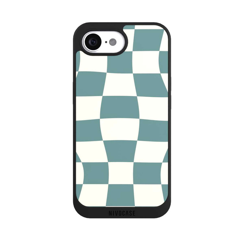 iPhone 16e NIVOpure Schachbrett Petrol