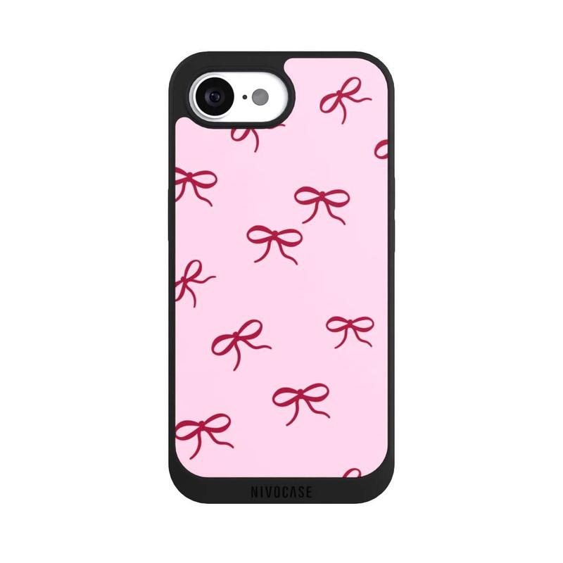 iPhone 16e NIVOpure Schleifen Muster Rot Pink