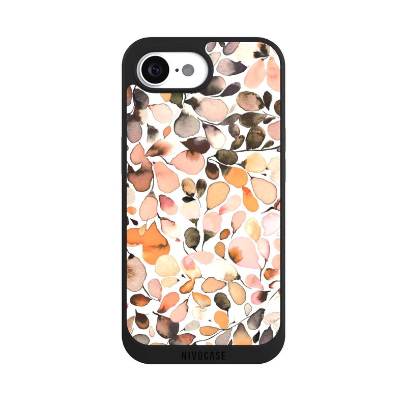 iPhone 16e NIVOpure Eucalyptus Watercolor Leaves Dark Brown Autumn