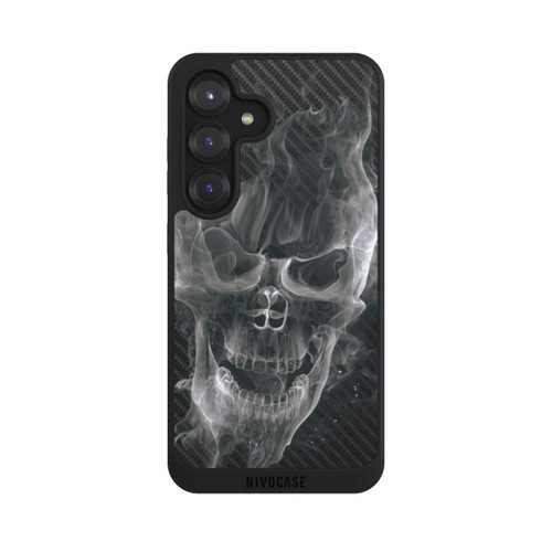 Samsung Galaxy S25 NIVOpure rauchender Totenkopf Carbon
