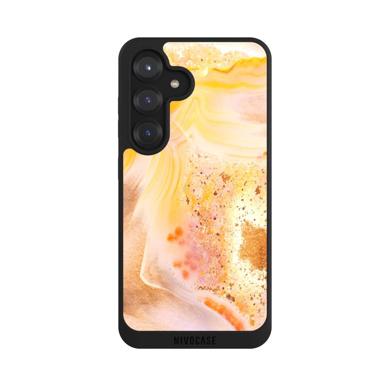 Galaxy S25 NIVOpure Orangefarbener Glitzer Marmorlook