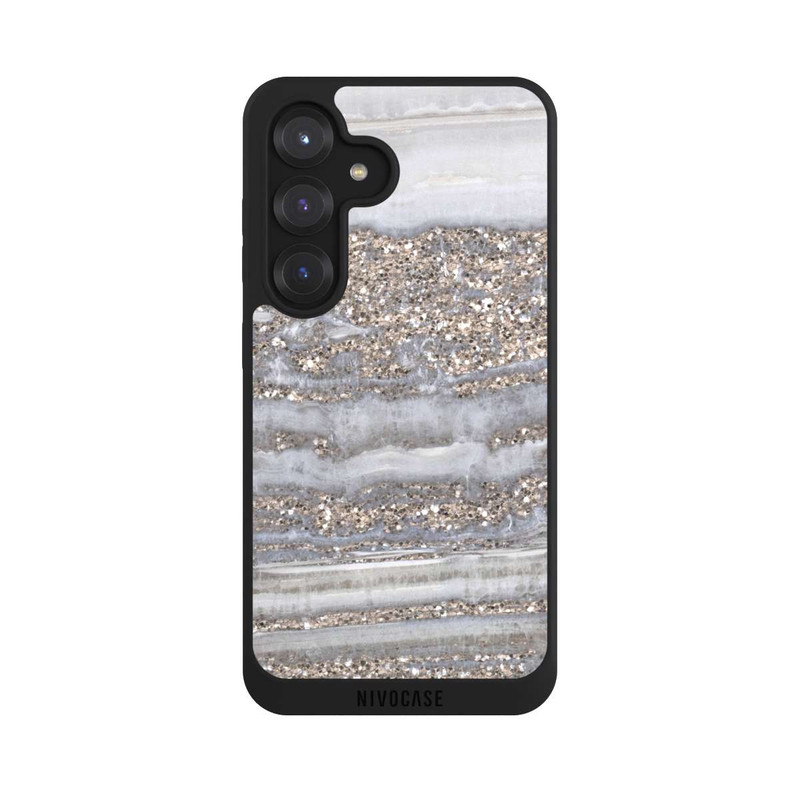 Galaxy S25 NIVOpure Weißer Glitzer Marmor Look