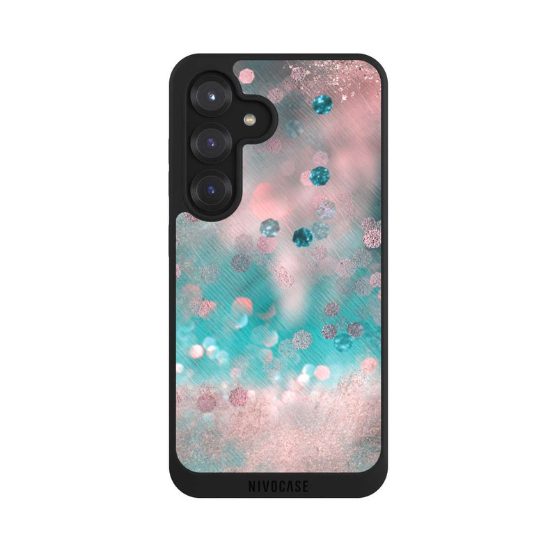 Galaxy S25 NIVOpure Look pailleté glamour turquoise