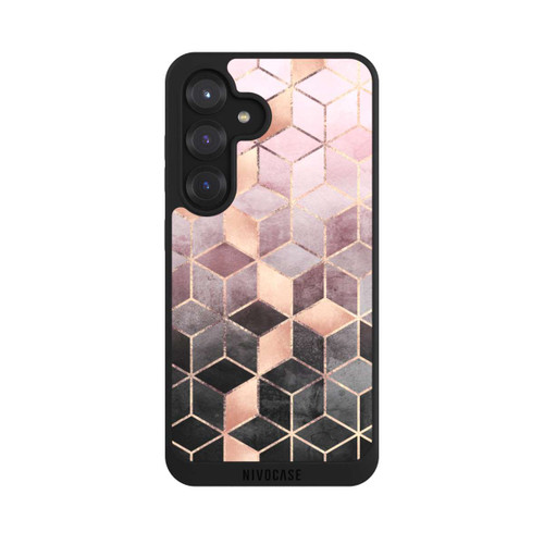 Samsung Galaxy S25 NIVOpure Imprimé Cubes Dégradés Gris Rose