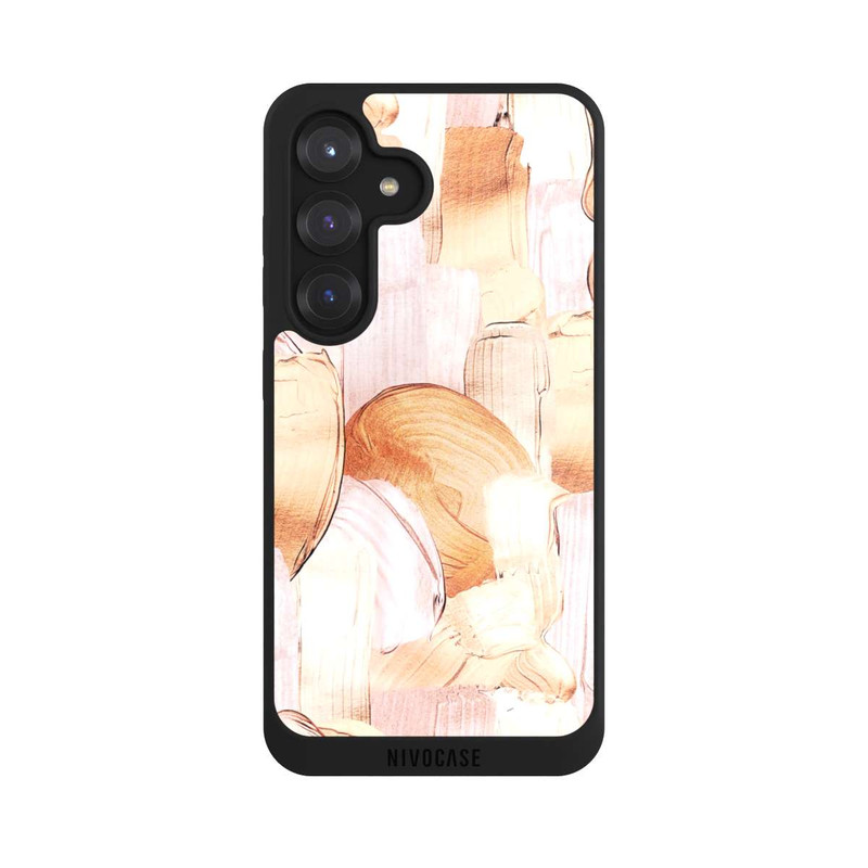 Galaxy S25 NIVOpure Motif de pinceau blanc/or
