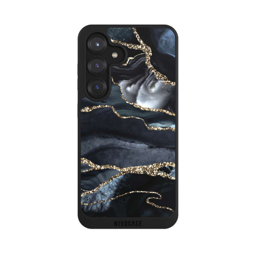 Samsung Galaxy S25 NIVOpure Dunkler Marmor Gold Glitzerlook