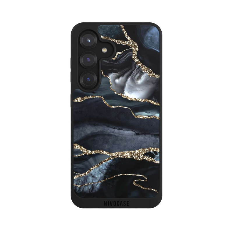 Galaxy S25 NIVOpure Dunkler Marmor Gold Glitzerlook