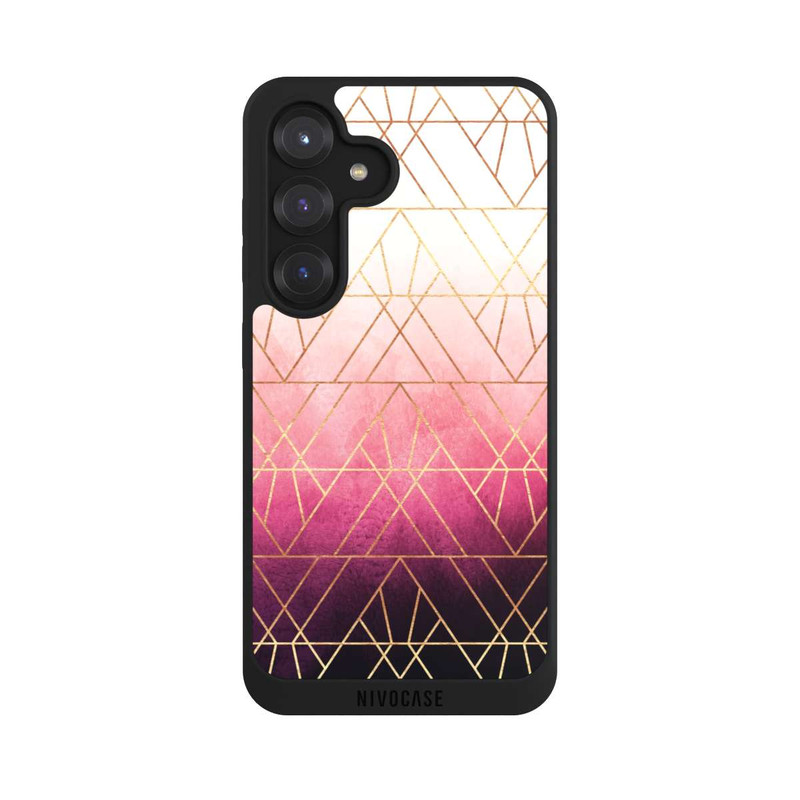 Galaxy S25 NIVOpure Triangles ombrés roses imprimé doré