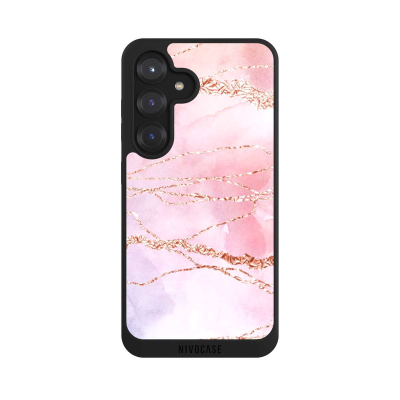 Galaxy S25 NIVOpure Marmor Girly Rose Look Pailleté
