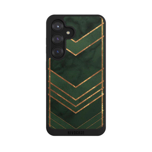 Samsung Galaxy S25 NIVOpure Dark Green Pattern Golden Stripes