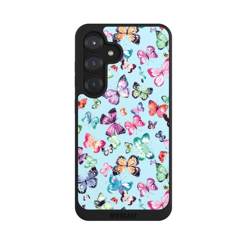 Galaxy S25 NIVOpure Papillons Rose Orange Bleu